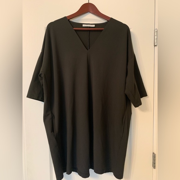 Bryn Walker black V-neck oversized long tunic top pockets Large Lagenlook L-XL - Picture 13 of 16